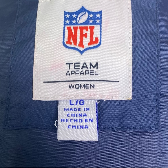 NFL Team Apparel Women’s Puffer Quilted Coat L Navy Blue Full Zip Collared - Picture 12 of 16